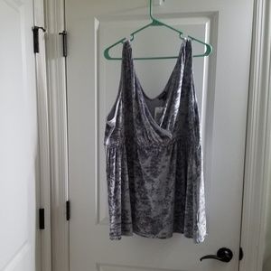 Silver velvet sleeveless shirt